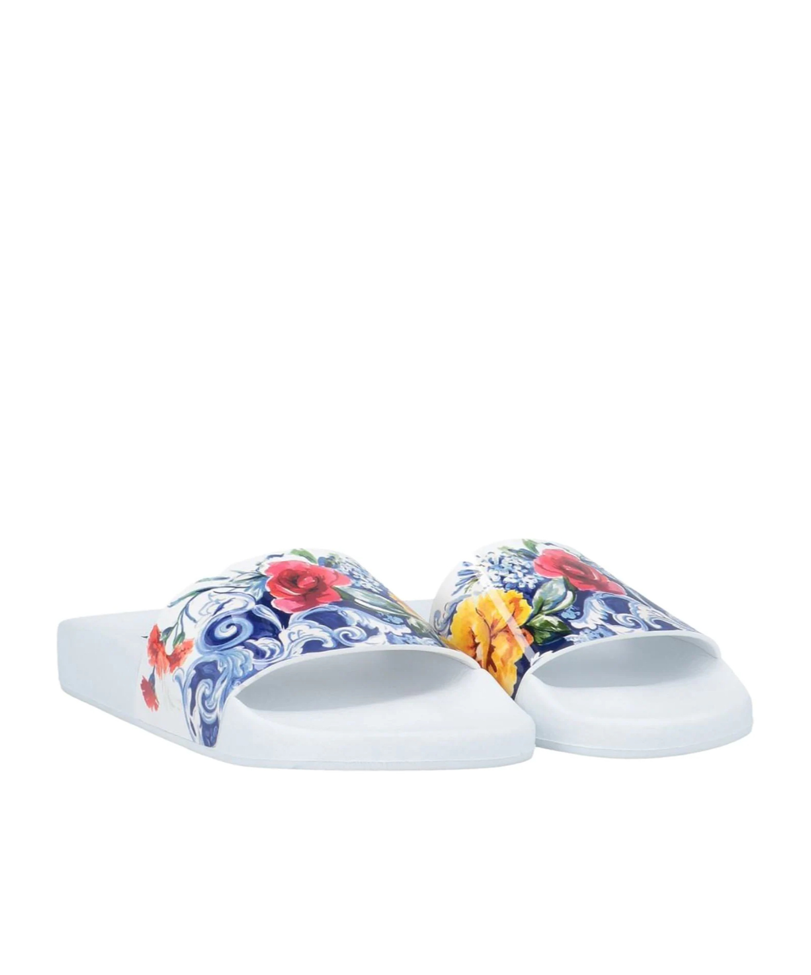 Dolce & Gabbana Printed Slides In White