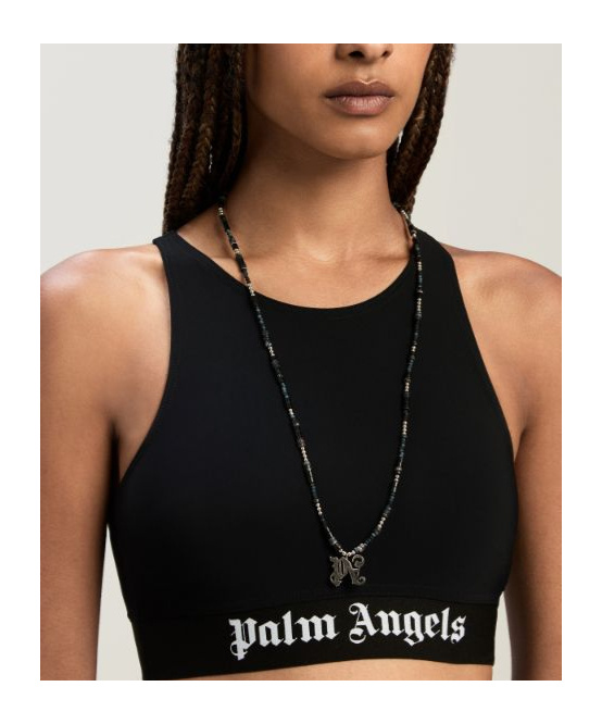 Shop Palm Angels Logo Underband Cropped Top In Black