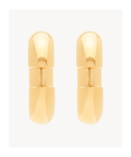Saint Laurent Tube Hoop Earrings In Metal In Gold