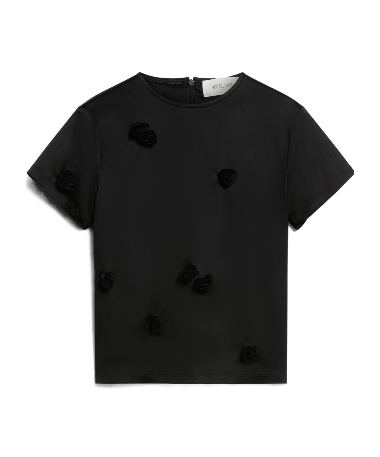 Sportmax Mendoza T-shirt Floral Appliqué In Black