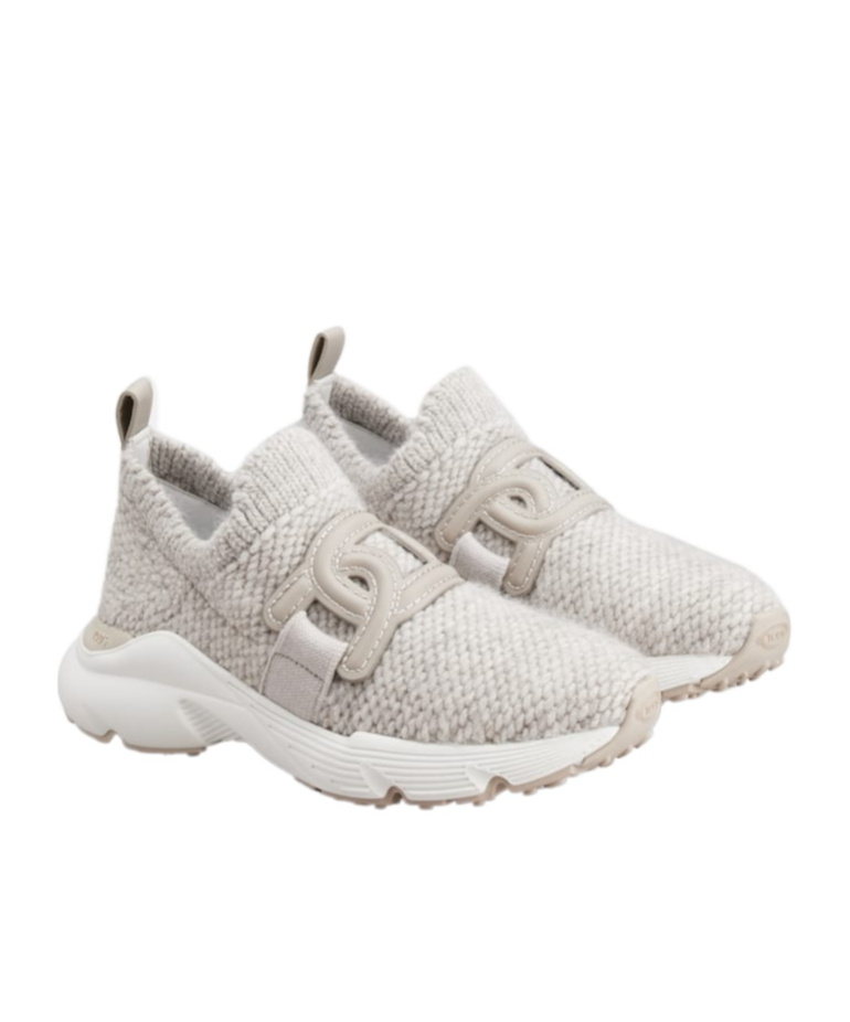 Tod's Knitted Sock Sneakers With Front Logo In Gray
