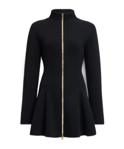 Alaïa Ribbed Wool And Cashmere-blend Peplum Cardigan In Black