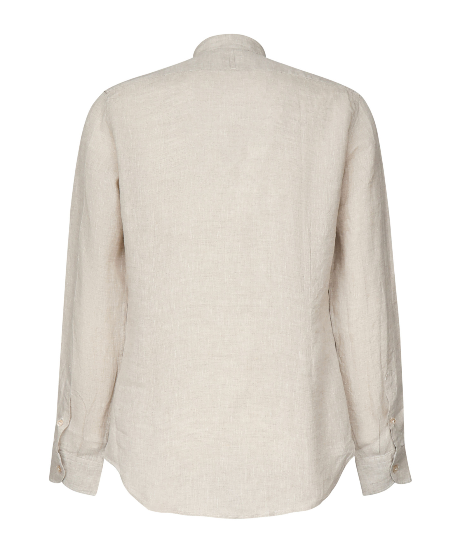 Eleventy Linen Mandarin Collar Shirt In Neutral