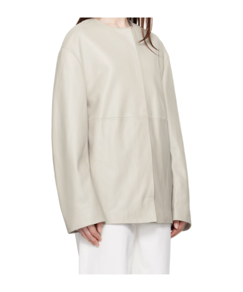 Loulou De Saison Atalia Leather Jacket In Neutral