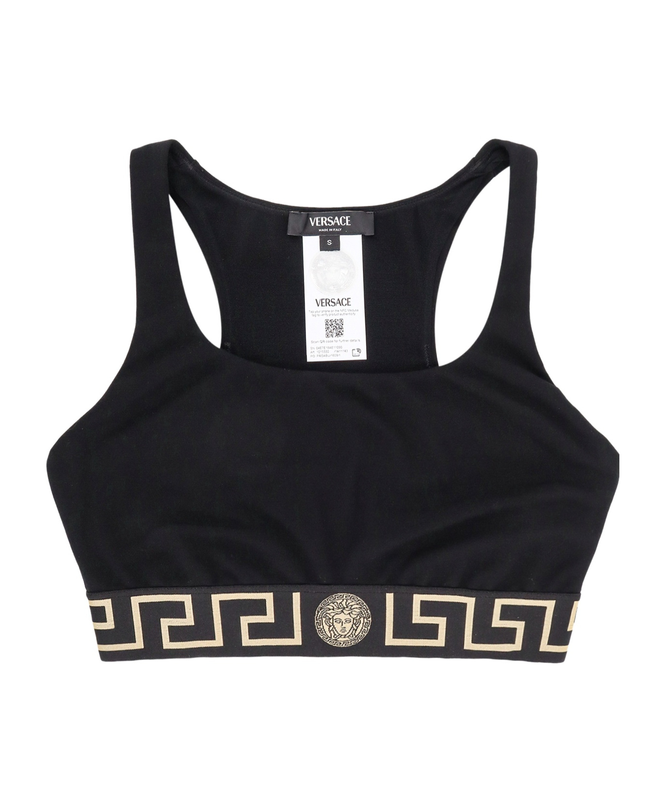 Versace Black Greca Border Bra In Black
