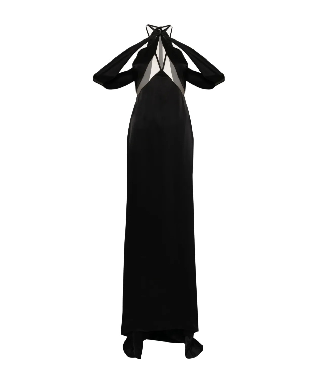 David Koma Tulle-detail Satin Gown