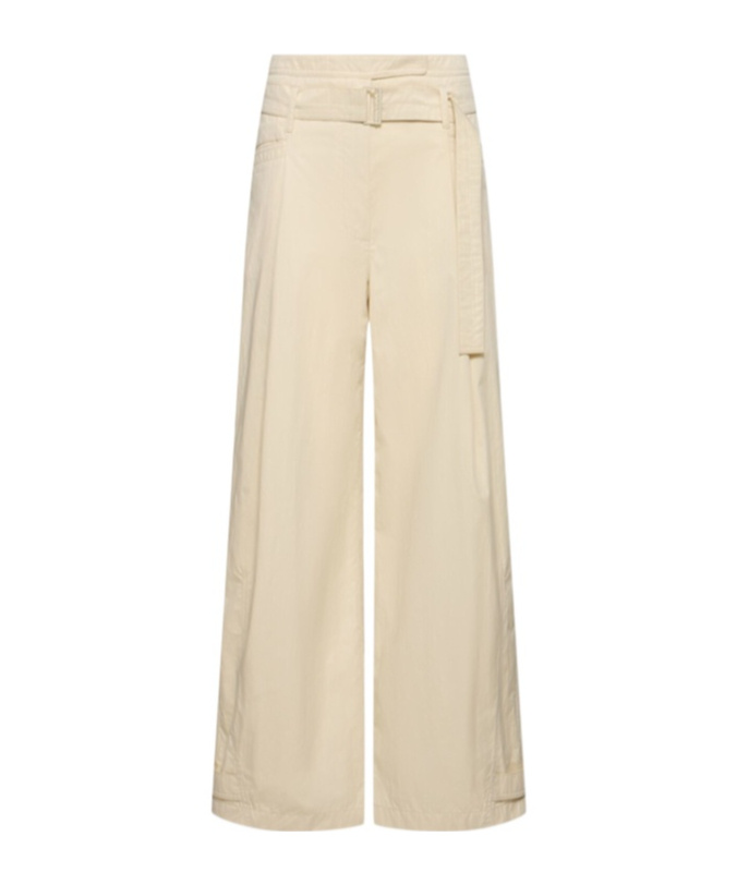 Low Classic Double Belt Cotton Blend Pants In Neutral