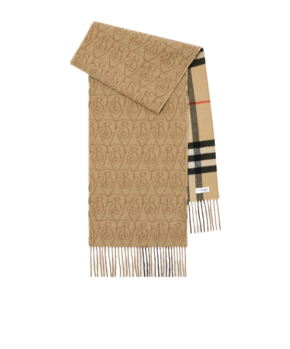 Burberry Reversible B Shield Cashmere Scarf In Brown