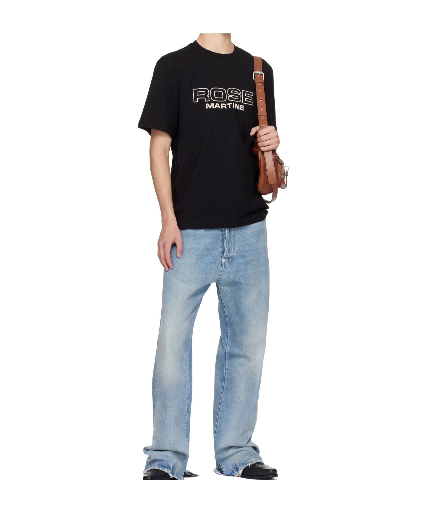 Martine Rose Black Short-sleeve T-shirt With Bold Front Print In Black