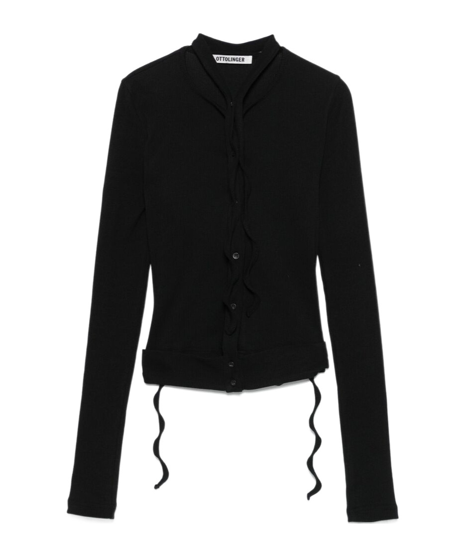 Ottolinger Double-fastening Ribbed Cardigan In Black