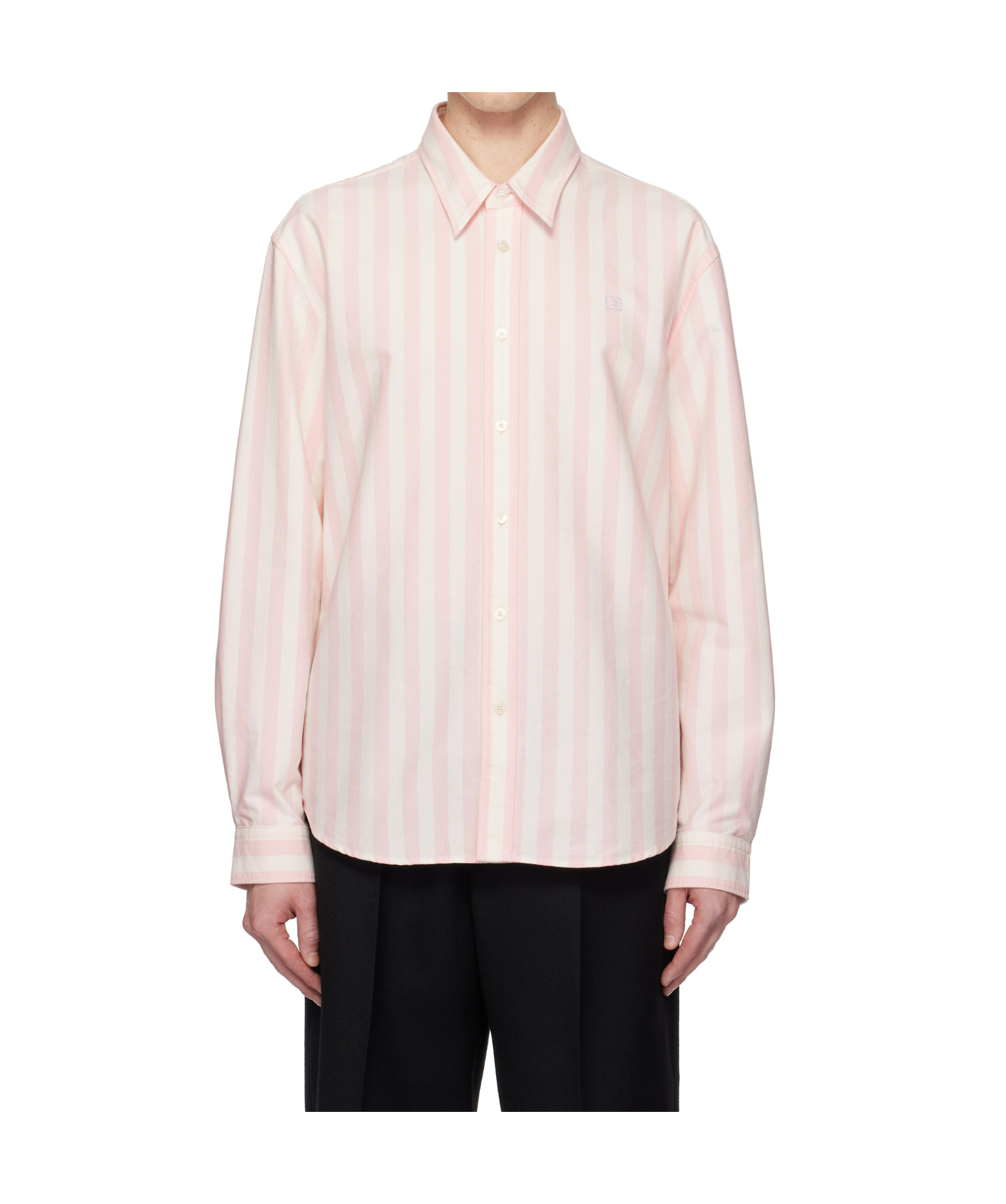 Shop Acne Studios Long-sleeved Striped Shirt In Pink