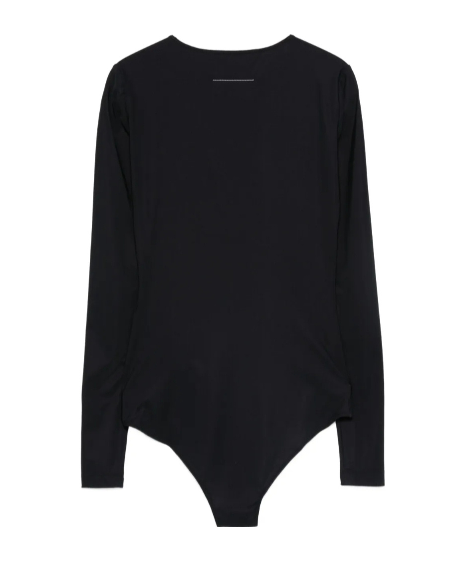 Mm6 Maison Margiela Long-sleeve Bodysuit In Black
