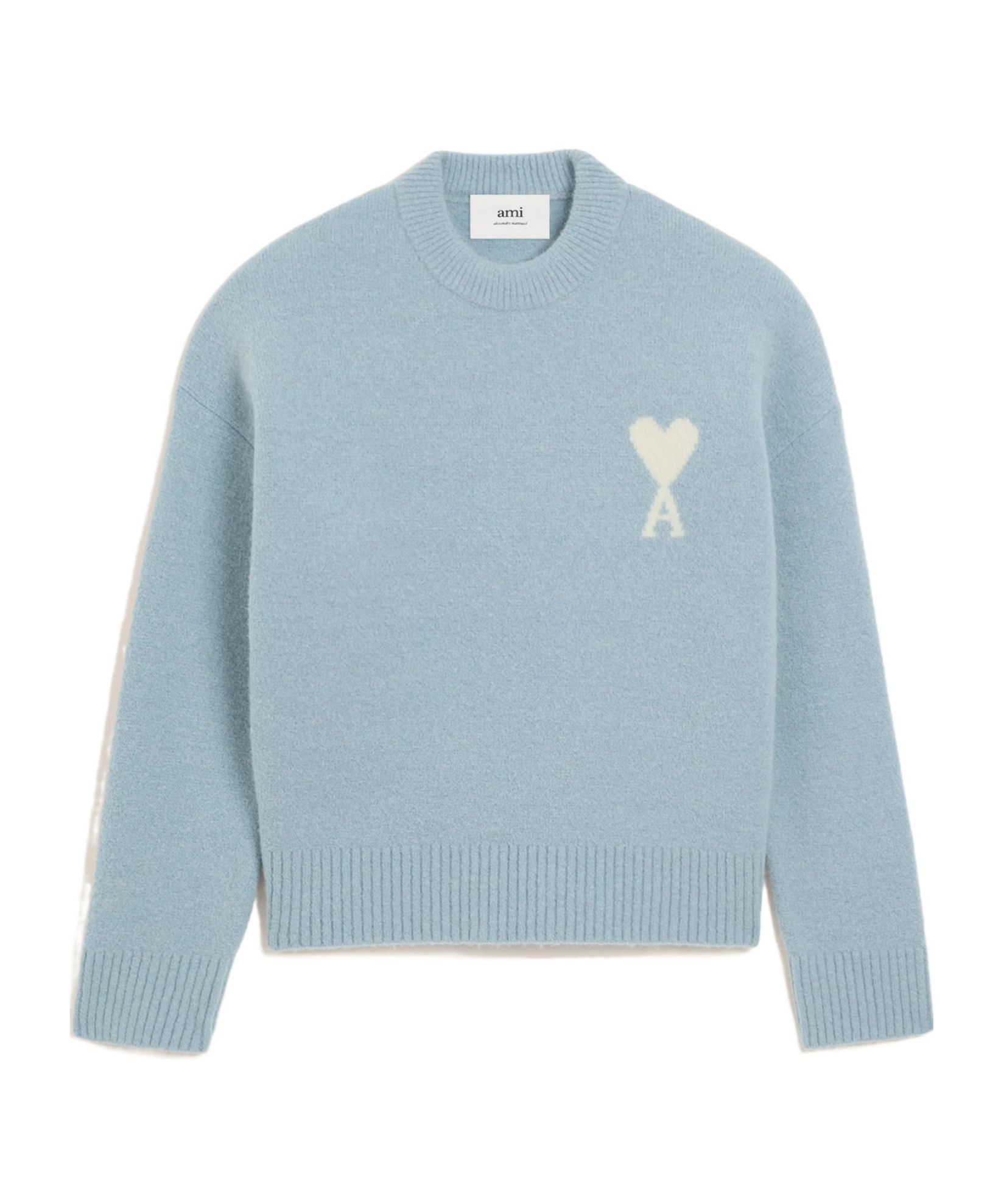 Ami Alexandre Mattiussi Blue Alpaca Ami De Coeur Crewneck Sweater In Blue