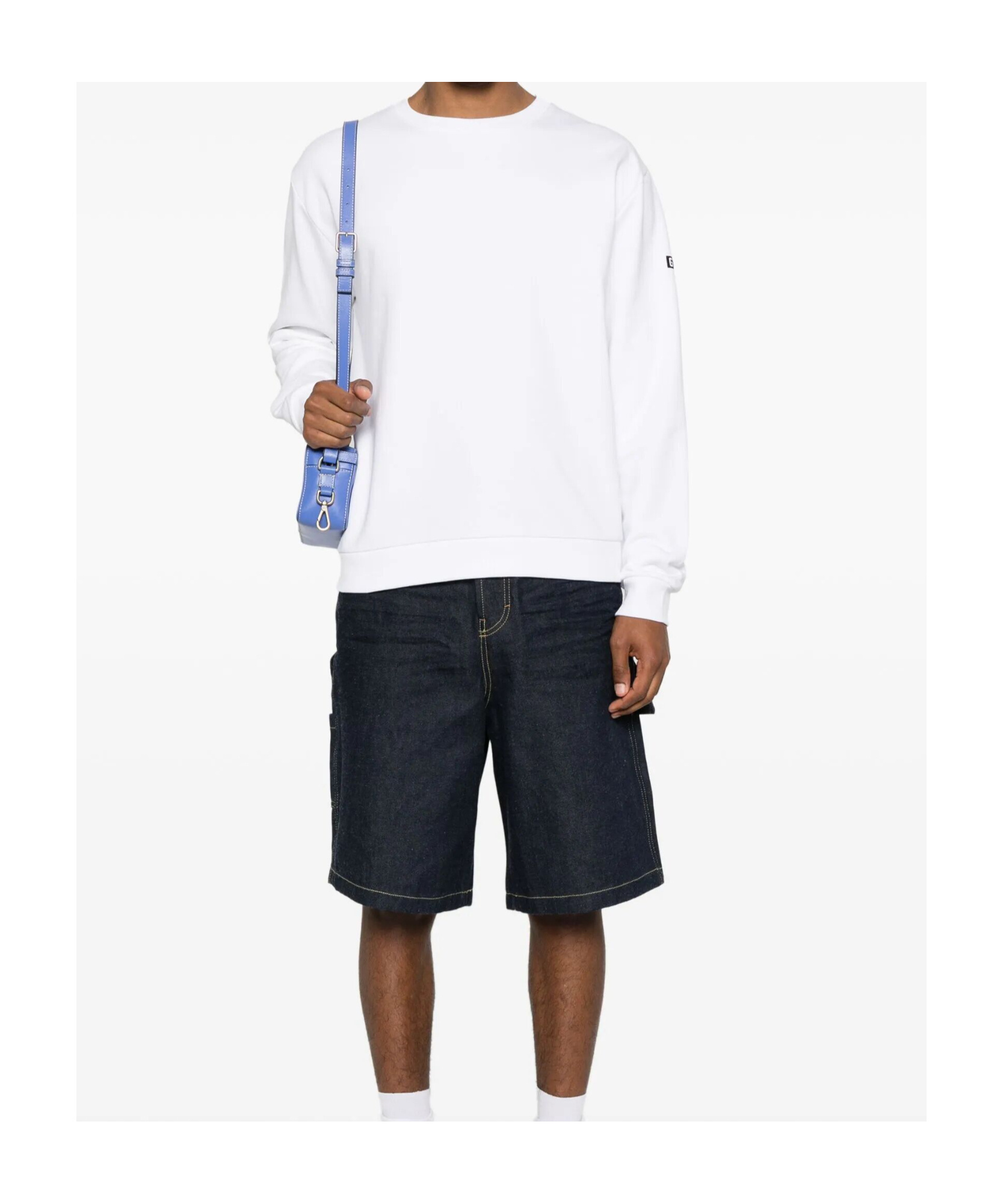Gcds Long-sleeved Crewneck Sweatshirt In White