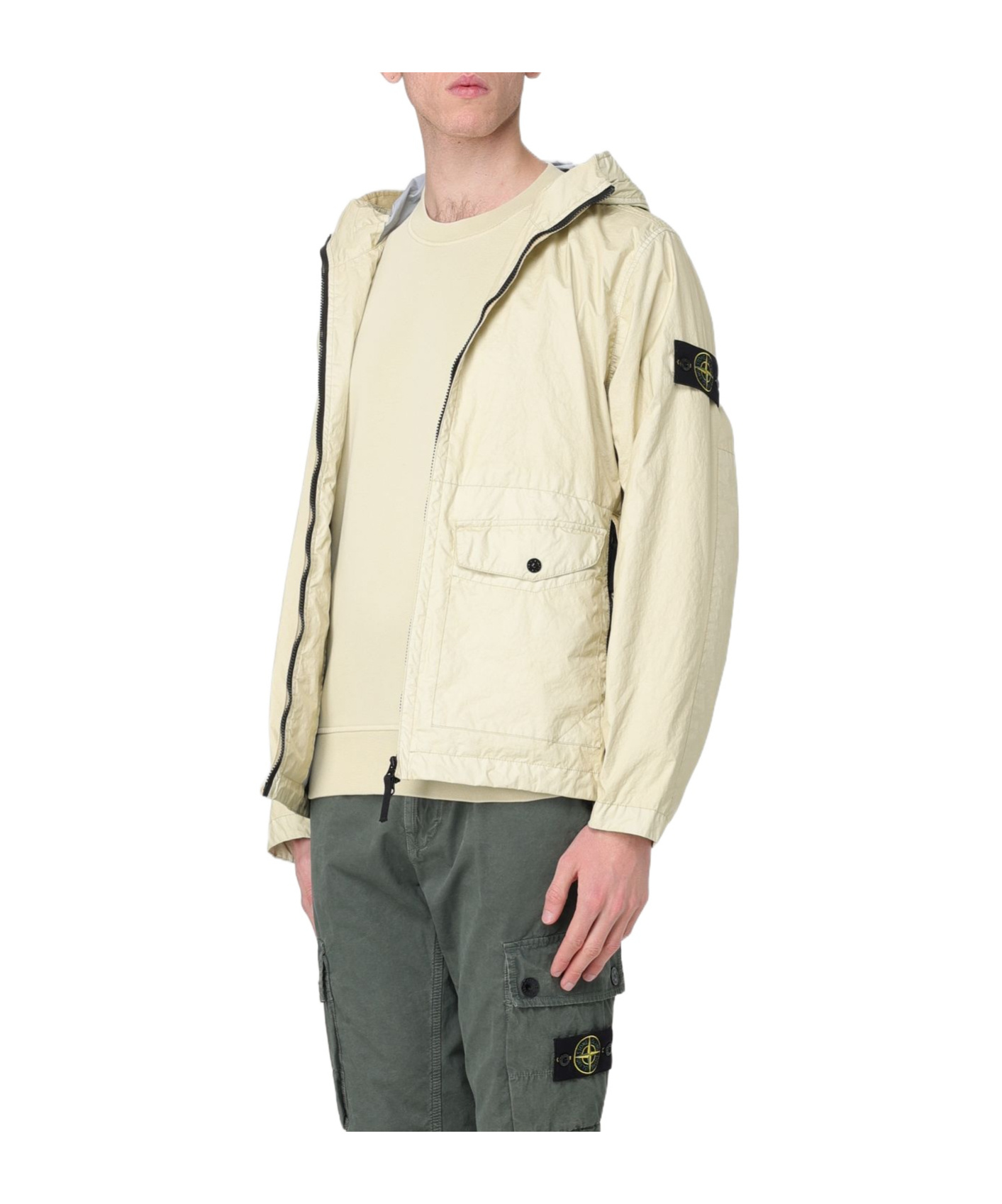 Stone Island Compass-badge Jacket In Nude
