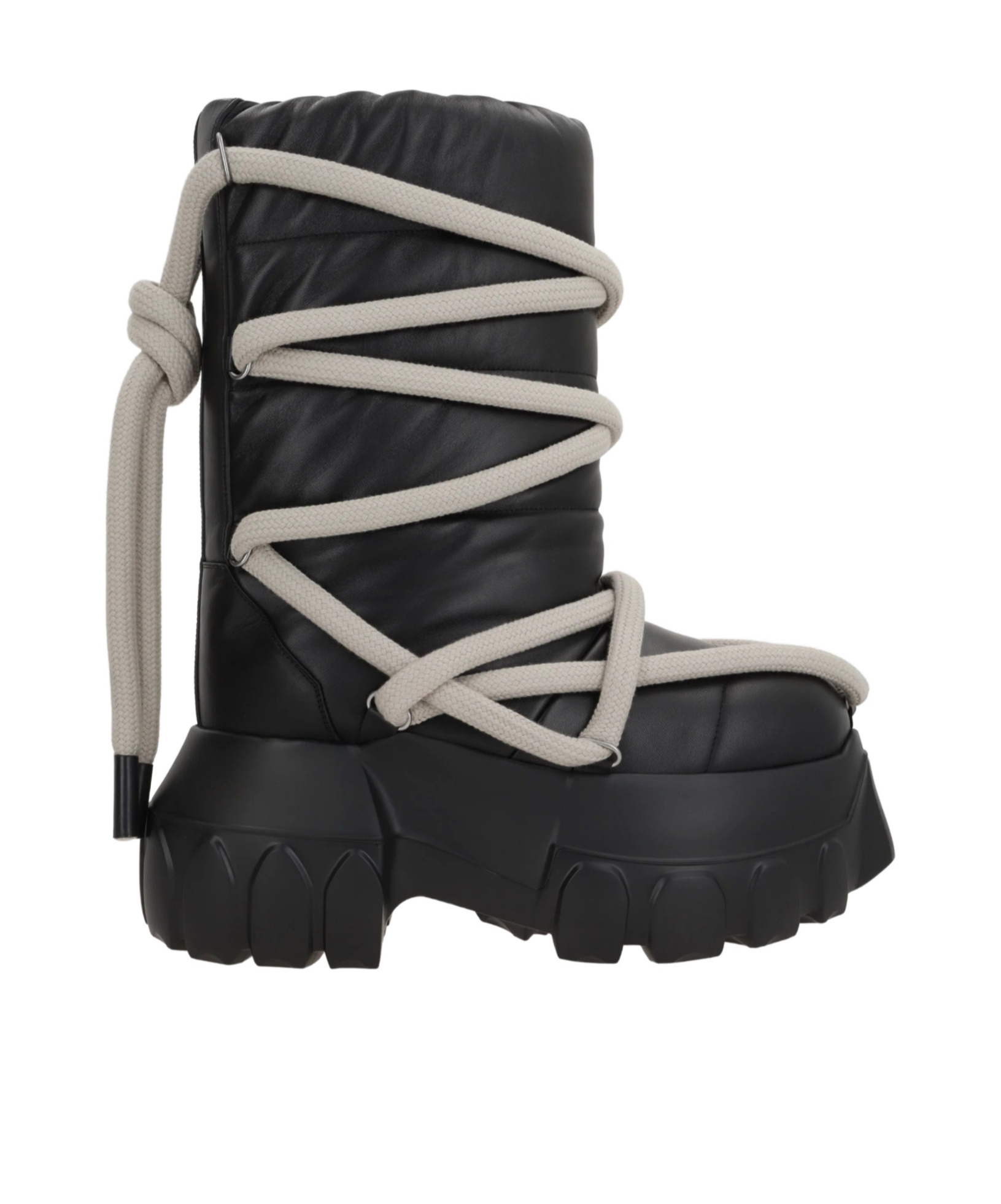 Rick Owens Quilted Padded Leather Lace-up Boots In Black