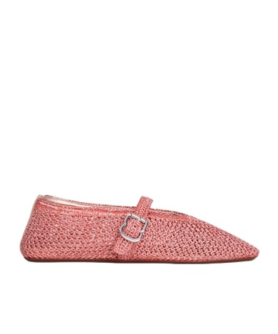 Alaïa Womens Azzedine Alaia Buckled-strap Crochet Ballet Flats In Pink