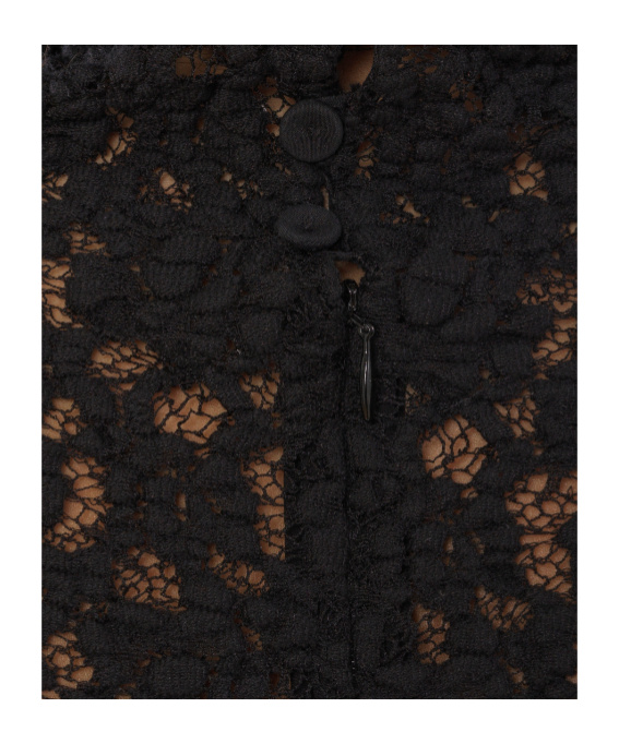 Chloé Turtleneck Long-sleeve Smocked Lace Top In Black