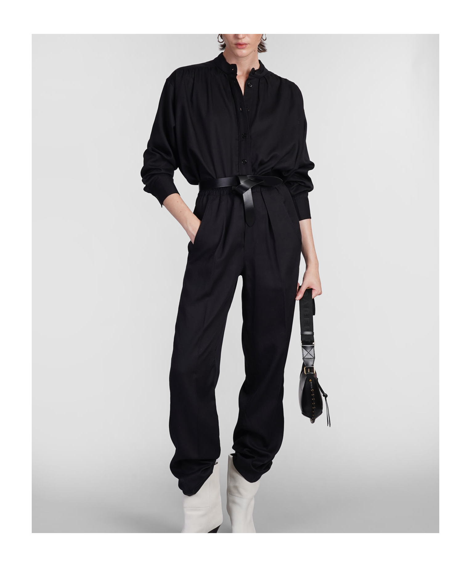 Isabel Marant Étoile Violeta Shirt In Black Wool And Polyester In Black