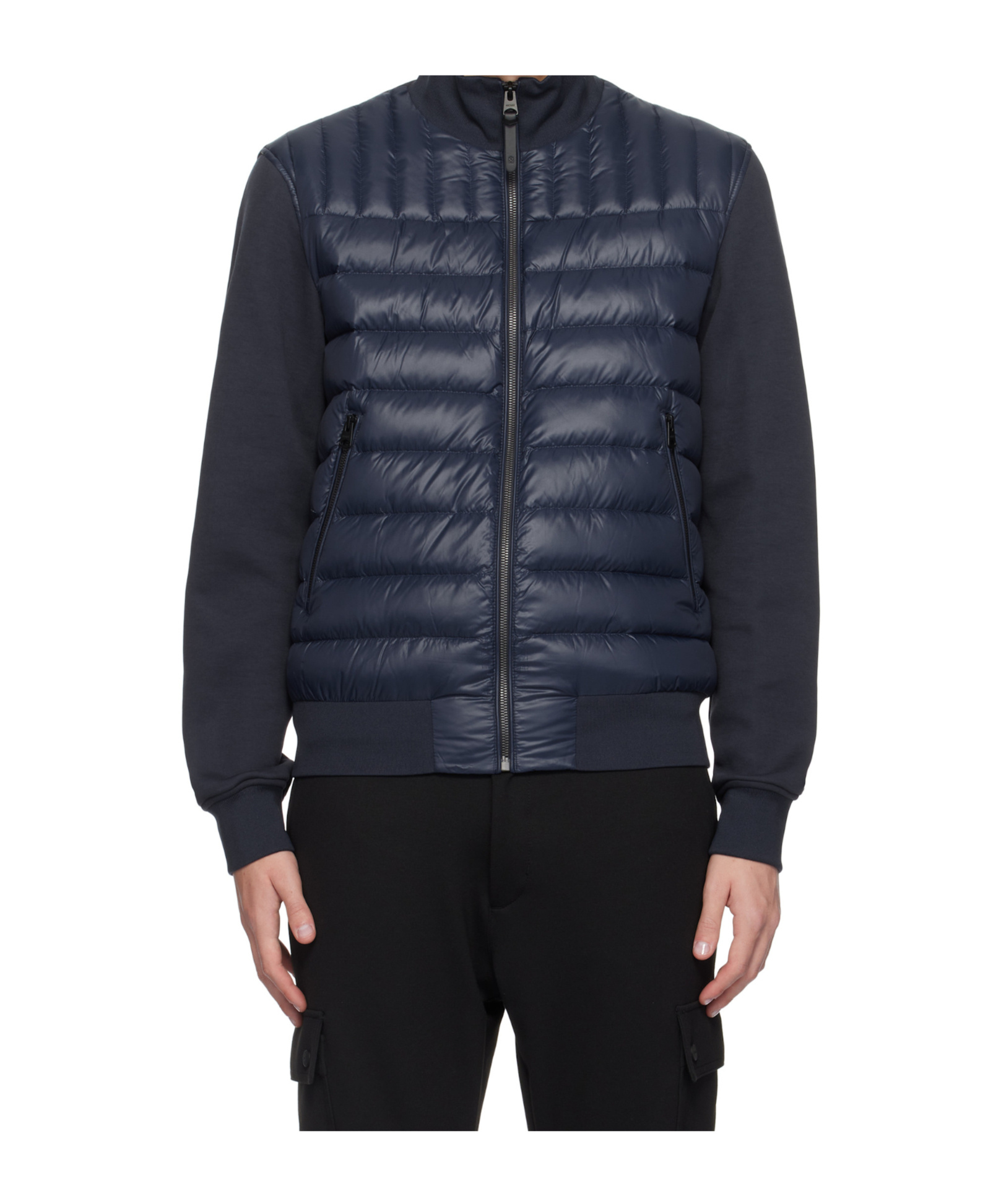Mackage Navy Collin-r Mixed Media Down Jacket In Black