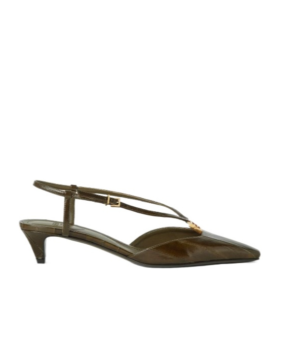 Fendi 40mm Slingback Pointed-toe Heeled Pumps In Green