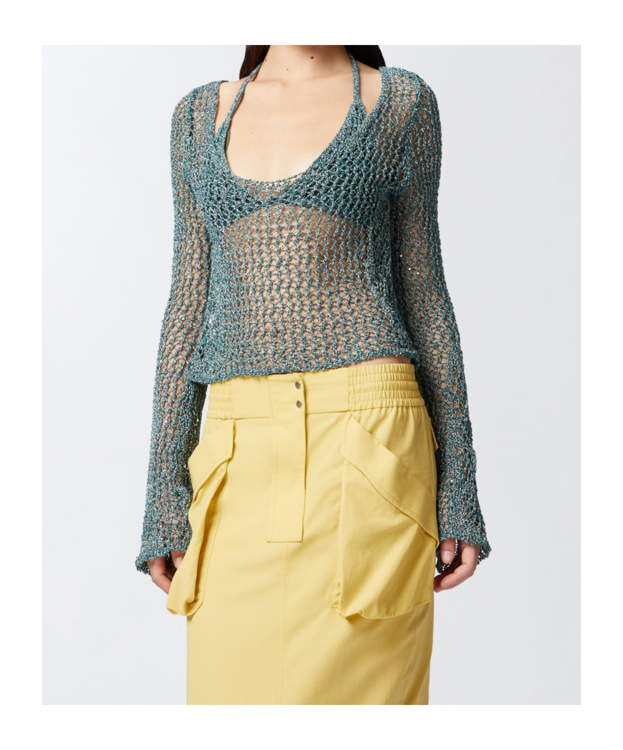 Pinko Knitted Top In Green