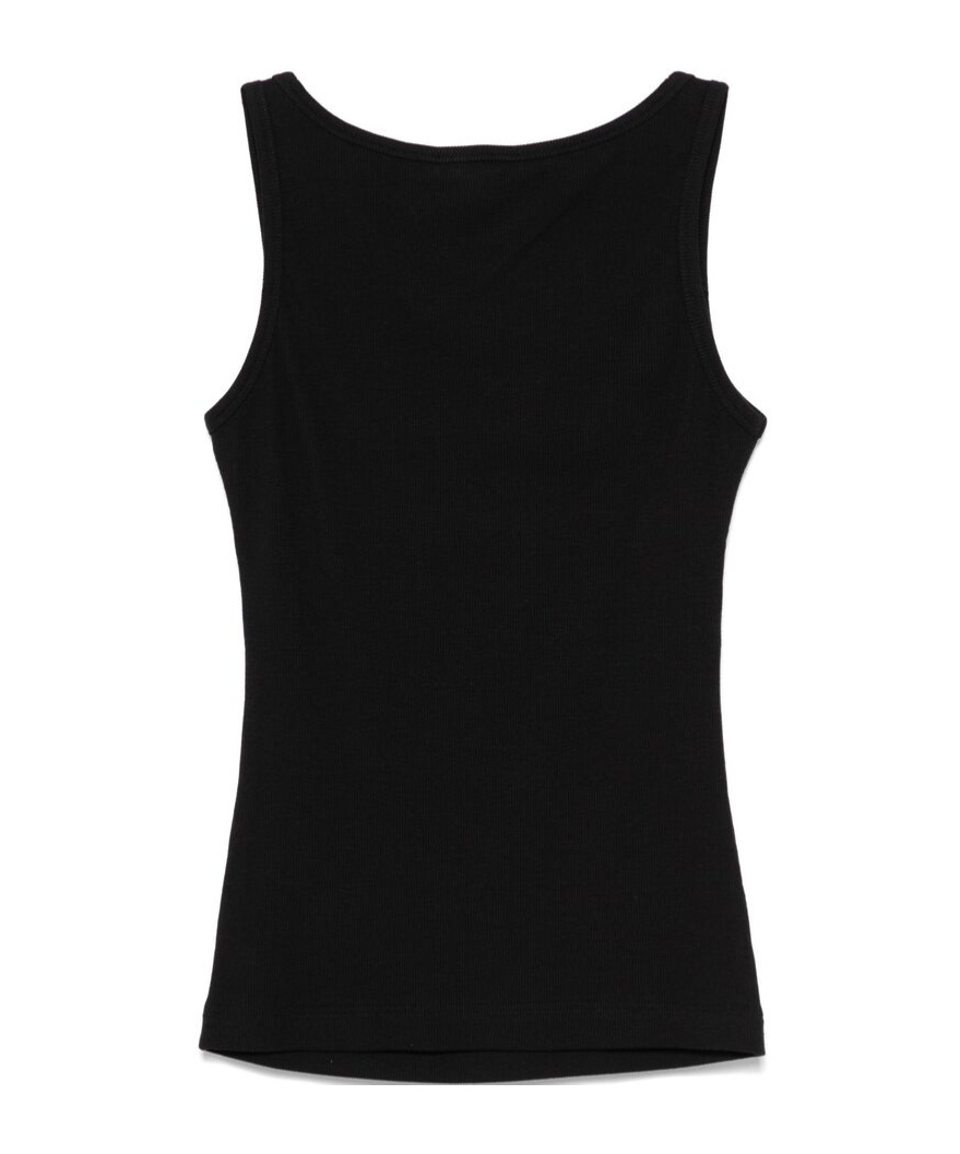 Versace Logo-embroidered Tank Top In Black