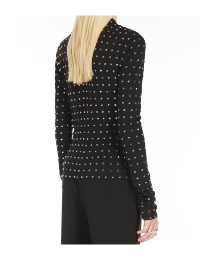 Sportmax All-over Embellished Crewneck Top In Black
