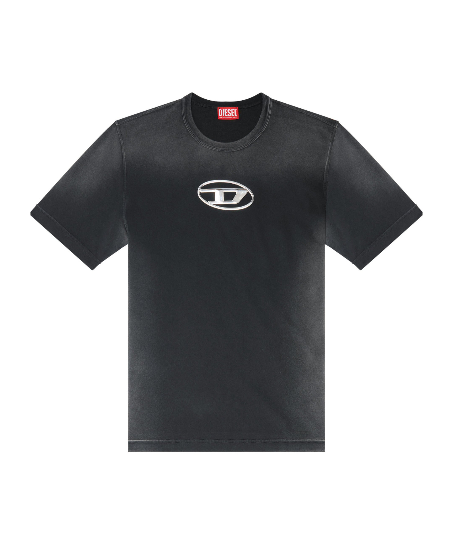 Diesel T-shirt Sfumata Con Stampa Oval D In Black