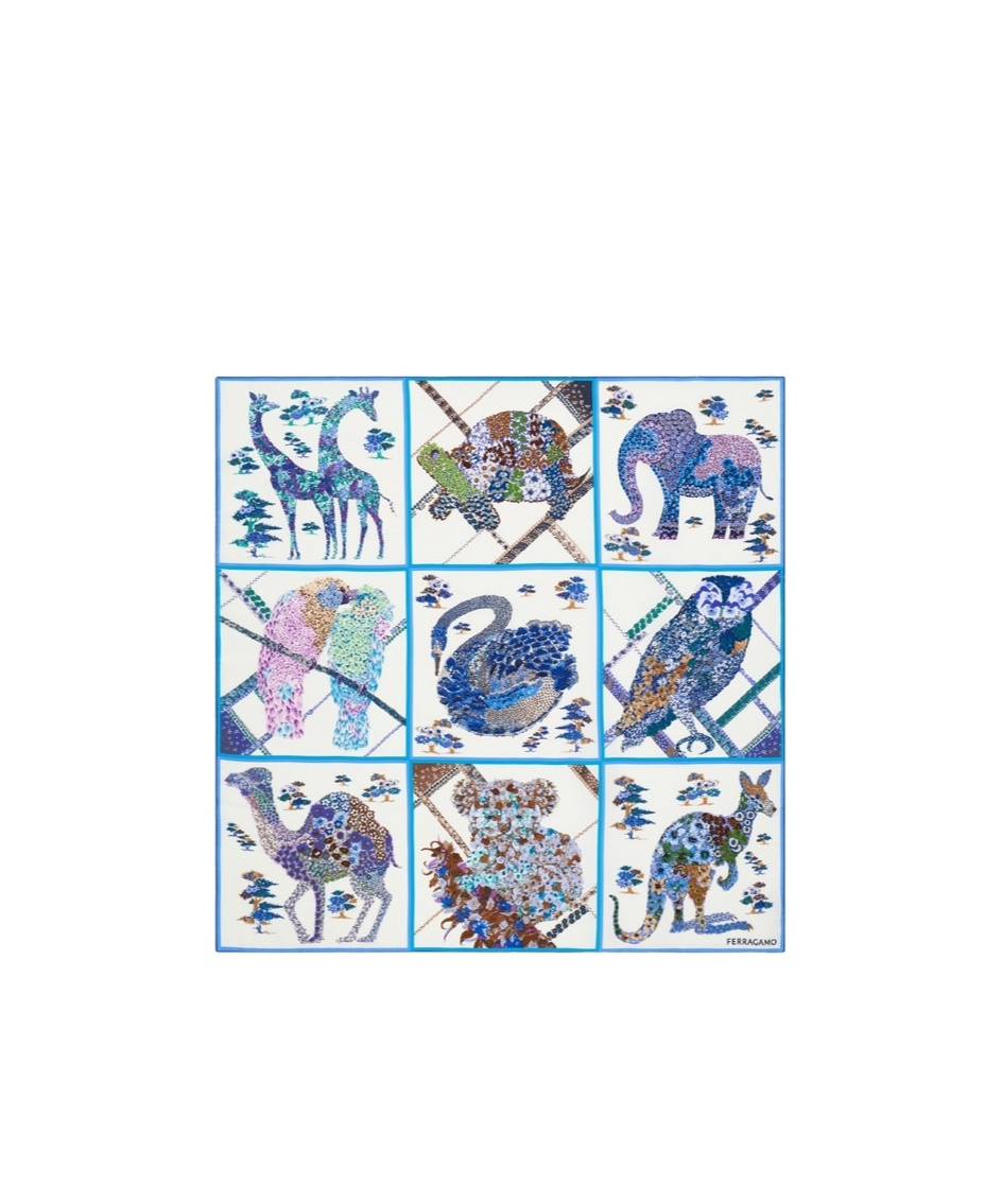Ferragamo Fiori Print Silk Scarf