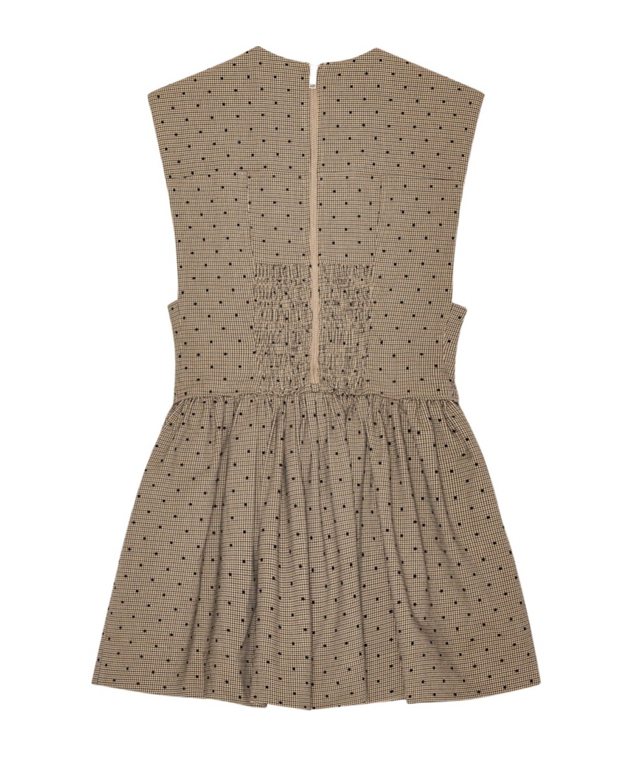 Ganni Flock Check Suiting Corset Mini Dress In Brown