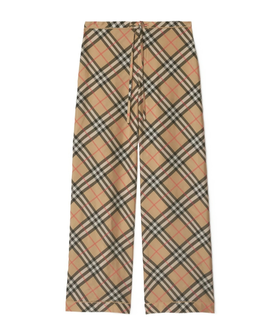 Burberry Nova Check Silk Pyjama Trousers In Nude