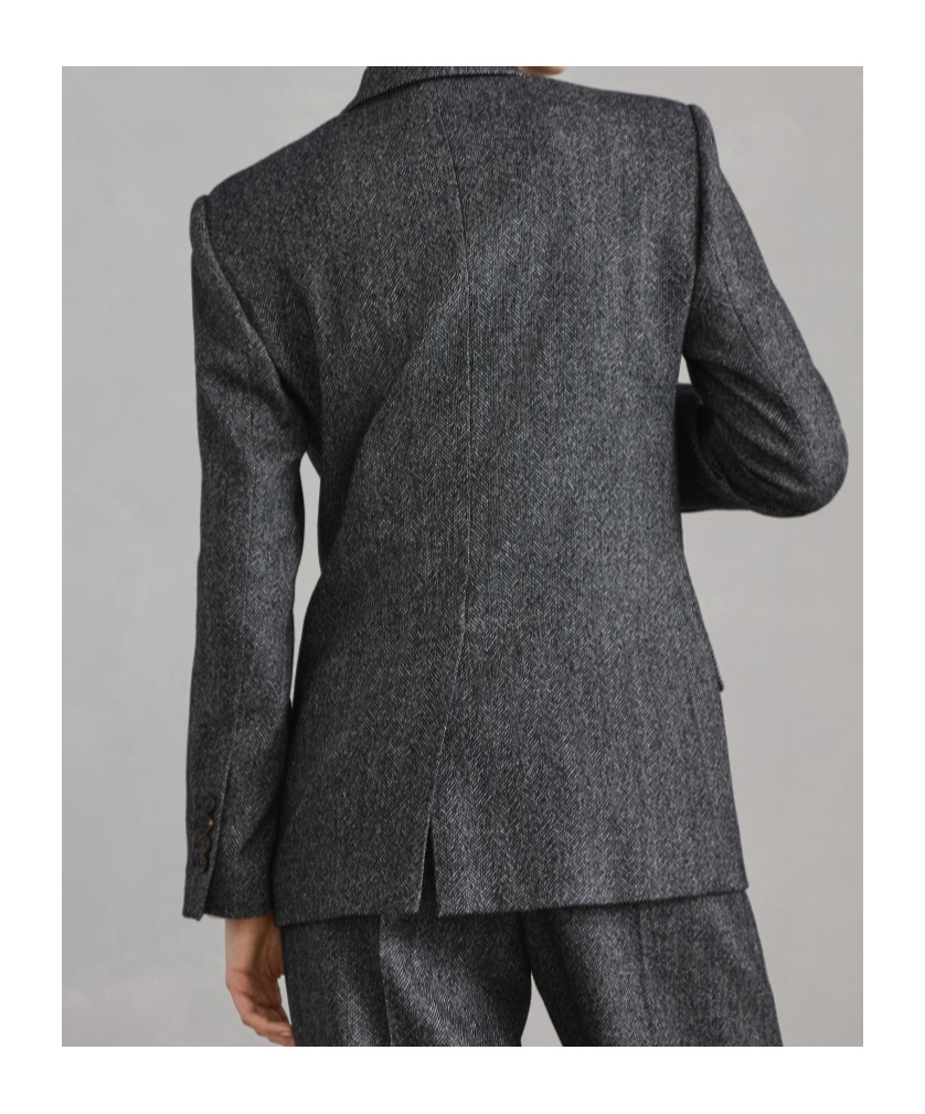 Brunello Cucinelli Double-breasted Herringbone Blazer In Black
