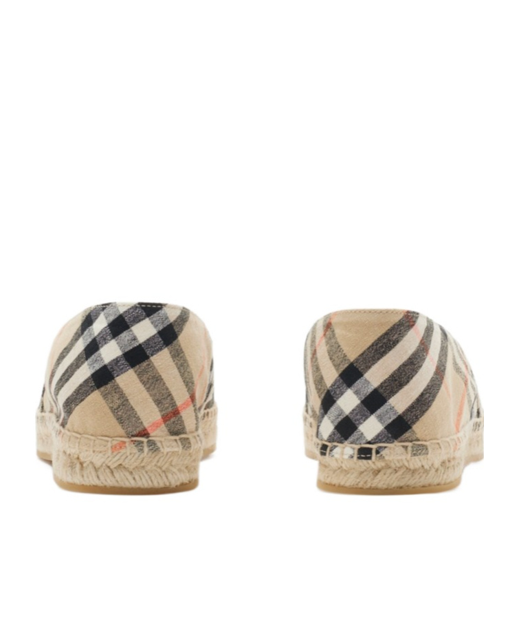 Burberry Canvas Check Pattern Espadrilles With Round Toe In Sand
