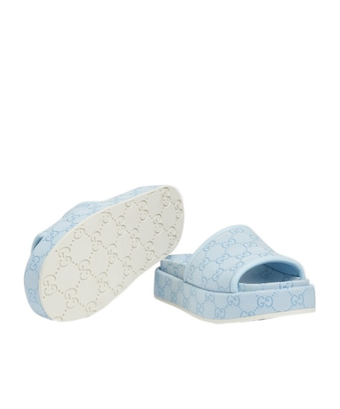 Shop Gucci Women's Gg Platform Sandal In Light Blue