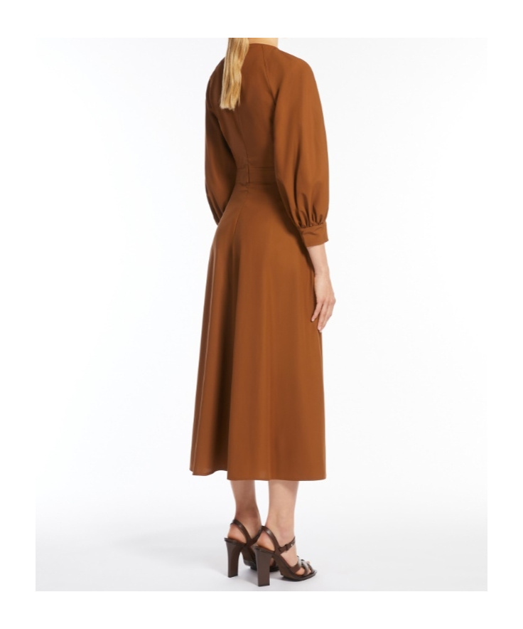 Max Mara Agoraio Popeline Dress In Tobacco Color