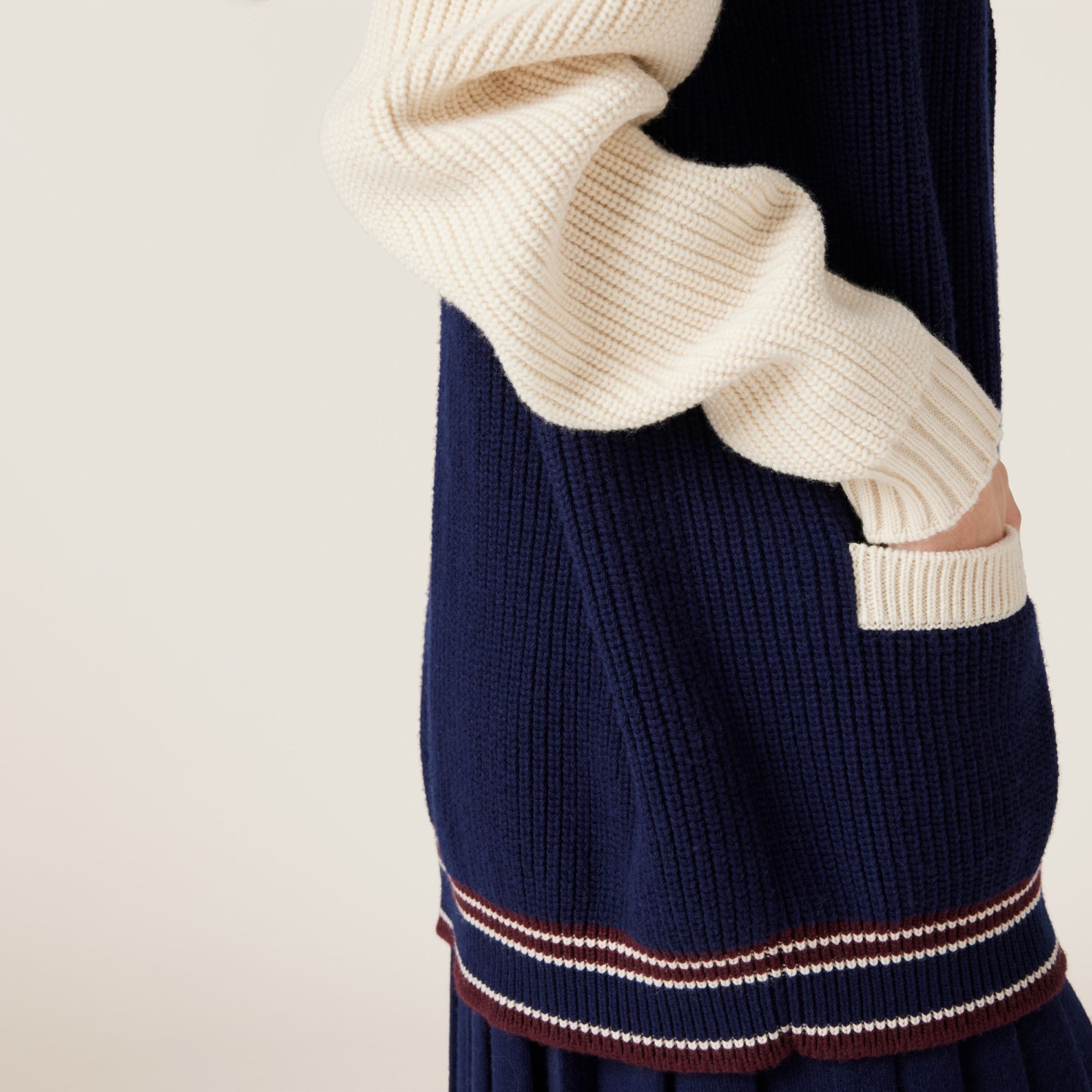 Miu Miu Ribbed-knit Cardigan In Black