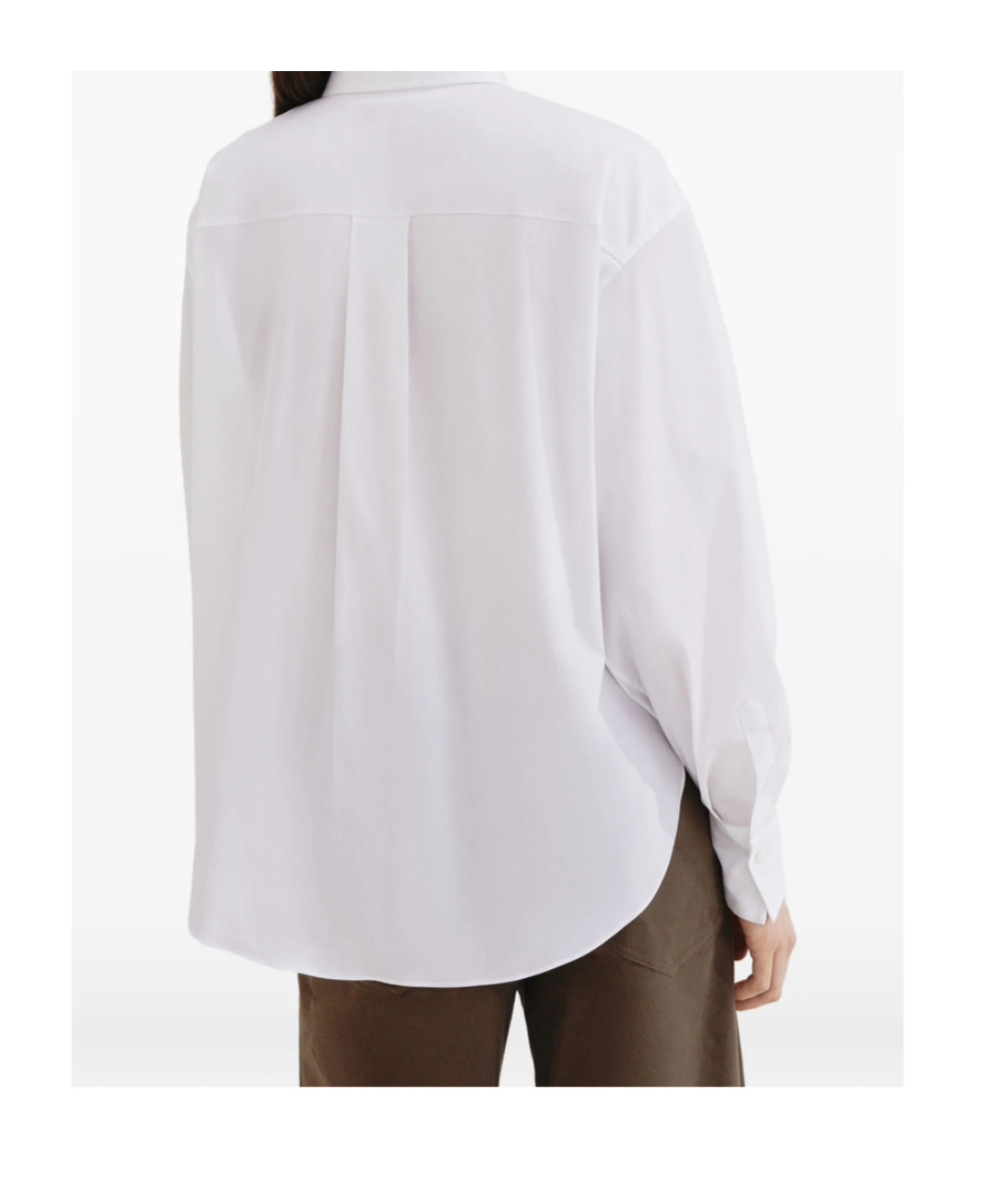 Brunello Cucinelli Button-front Poplin Shirt With Monili Pocket In White