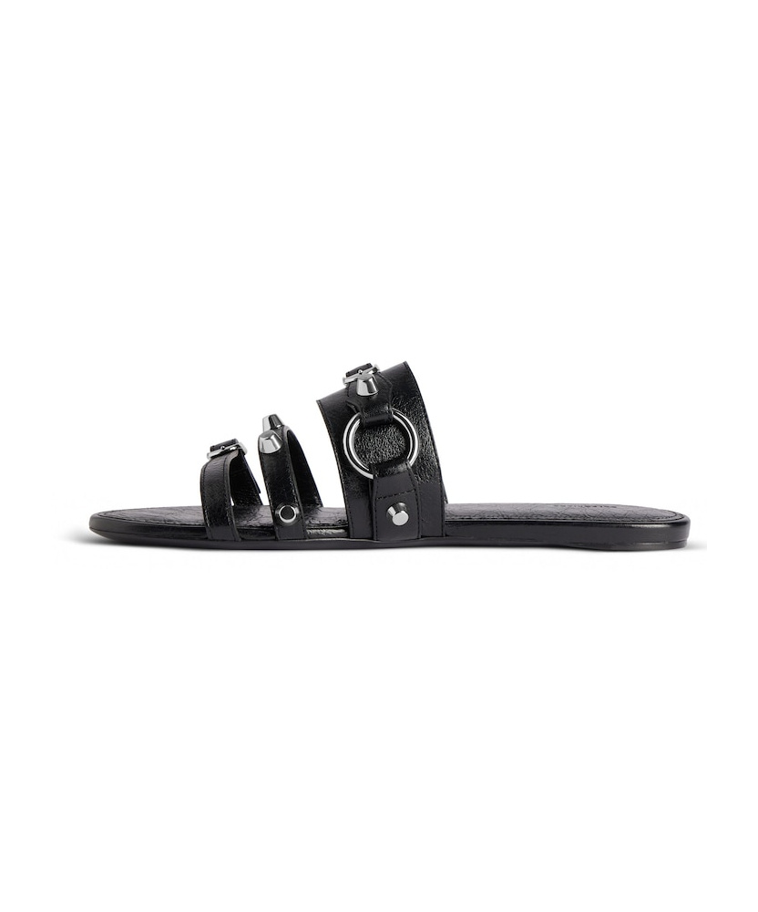 Balenciaga City Nappa Leather Flat Slides In Black