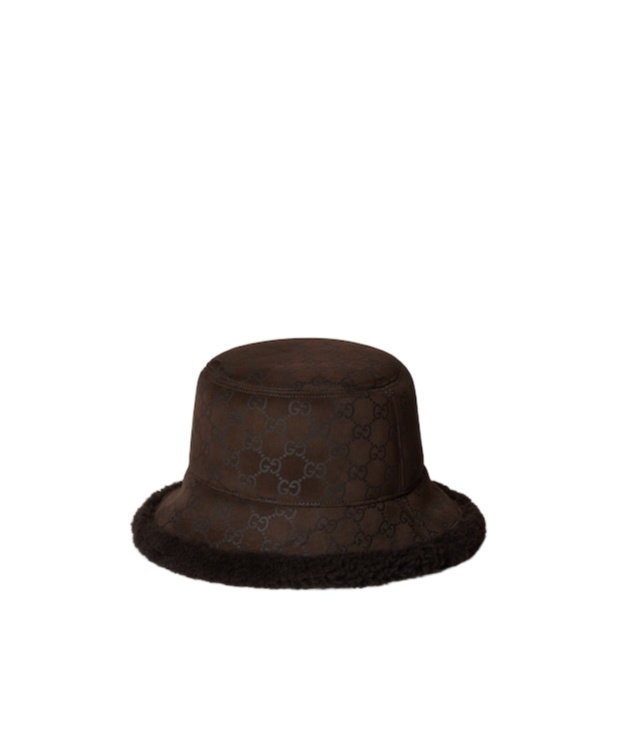 Gucci Gg Suede And Merino Wool Hat In Brown