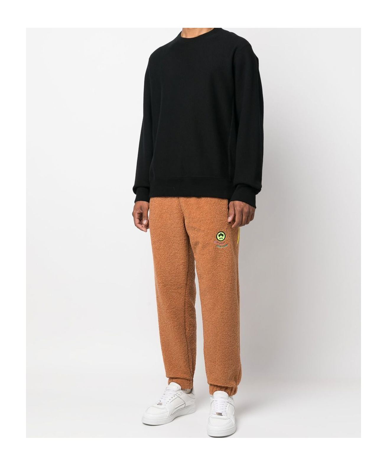 Barrow Logo-embroidered Fleece Sweatpants In Brown