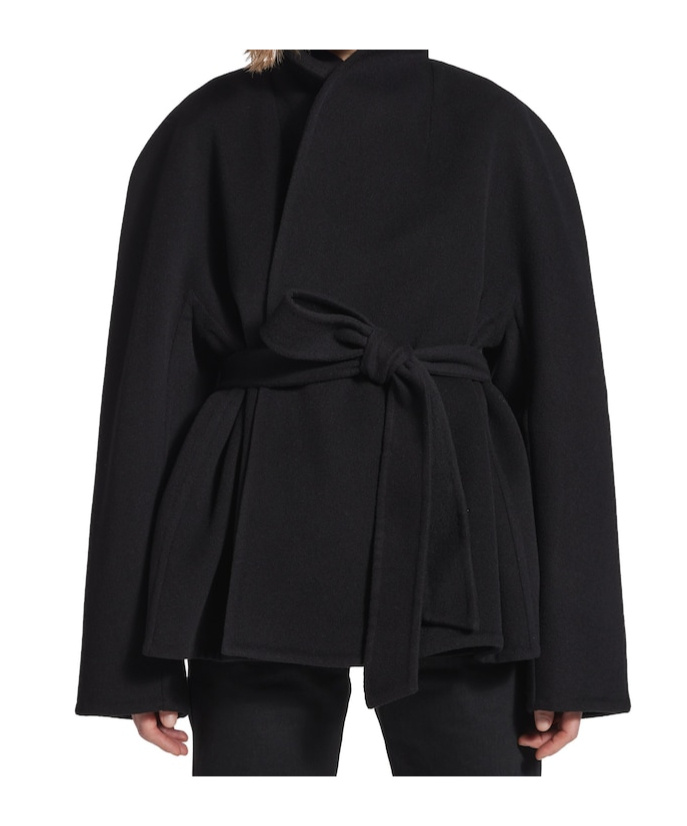 Balenciaga Women's Short Wrap Coat In Black In Black