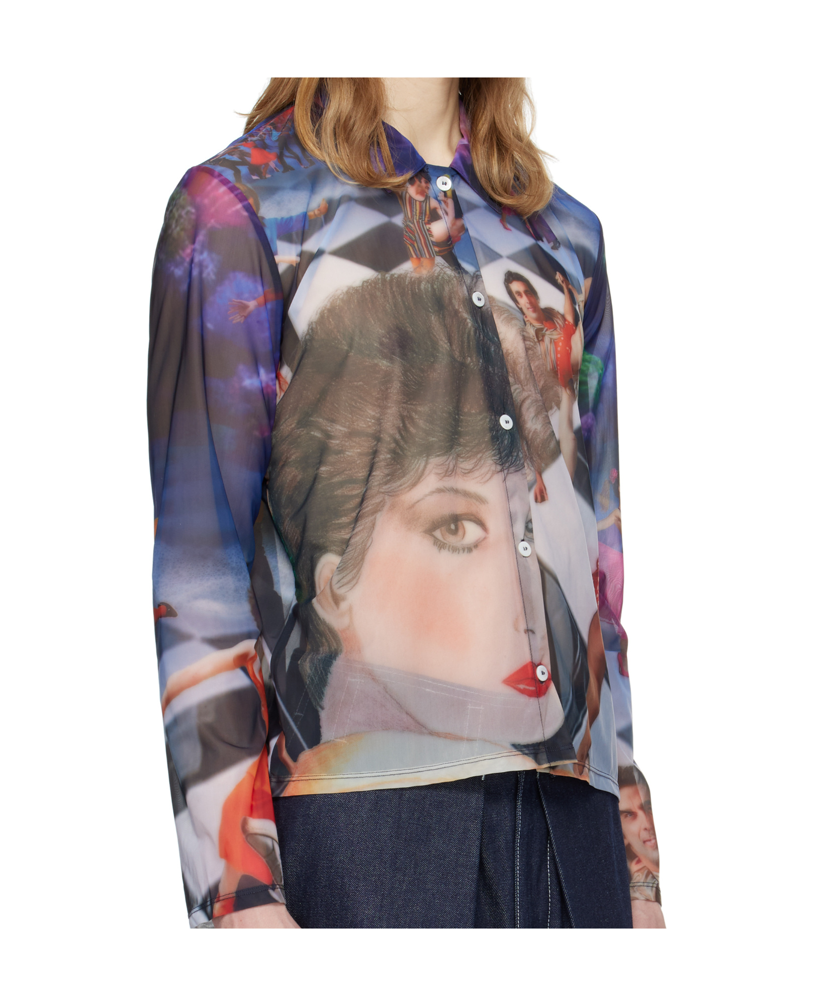 Sunnei Multicolor Sheer Organza Shirt In Black