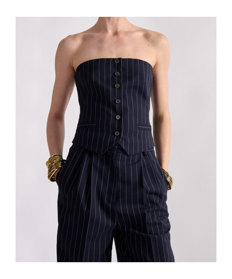 Barbara Bui Pinstriped Top In Blue