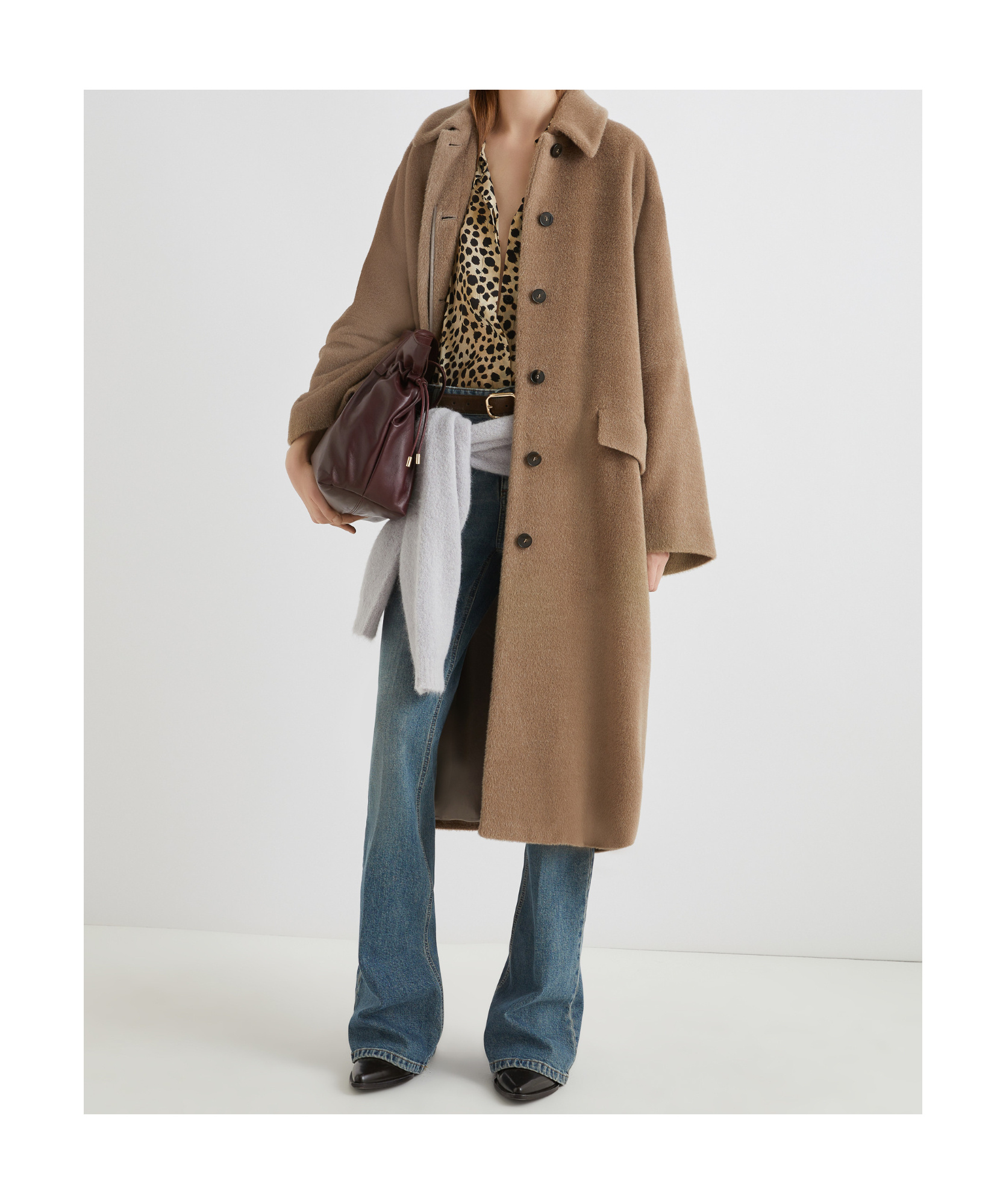 Marella Single-breasted Coat In Brown