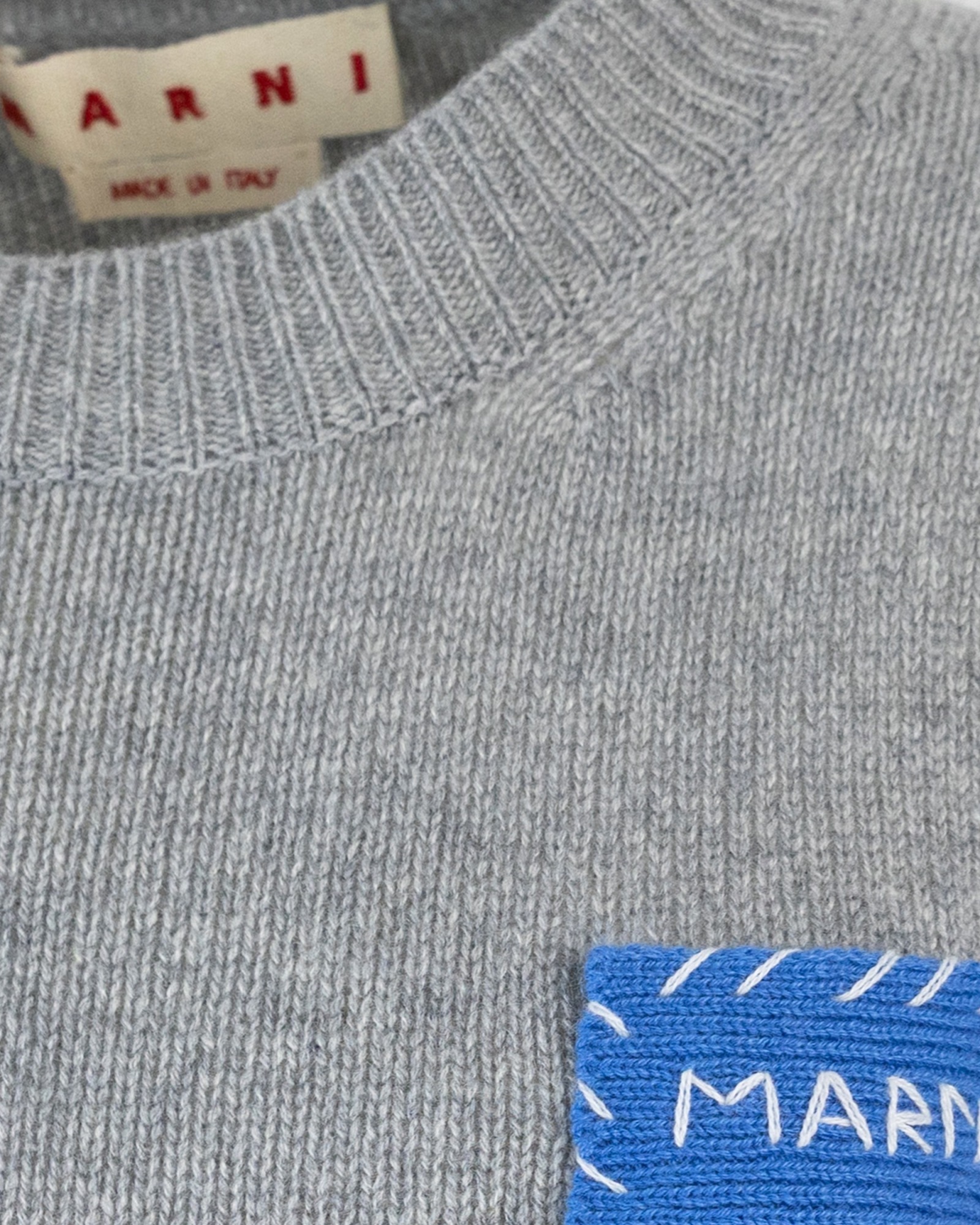 Marni Grey Cashmere Sweater With Embroidery In Gray
