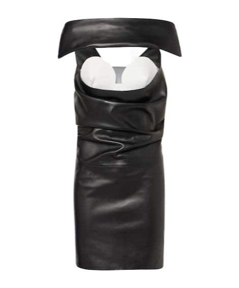 Jean Paul Gaultier Cutout Draped Leather Cocktail Dress In Black