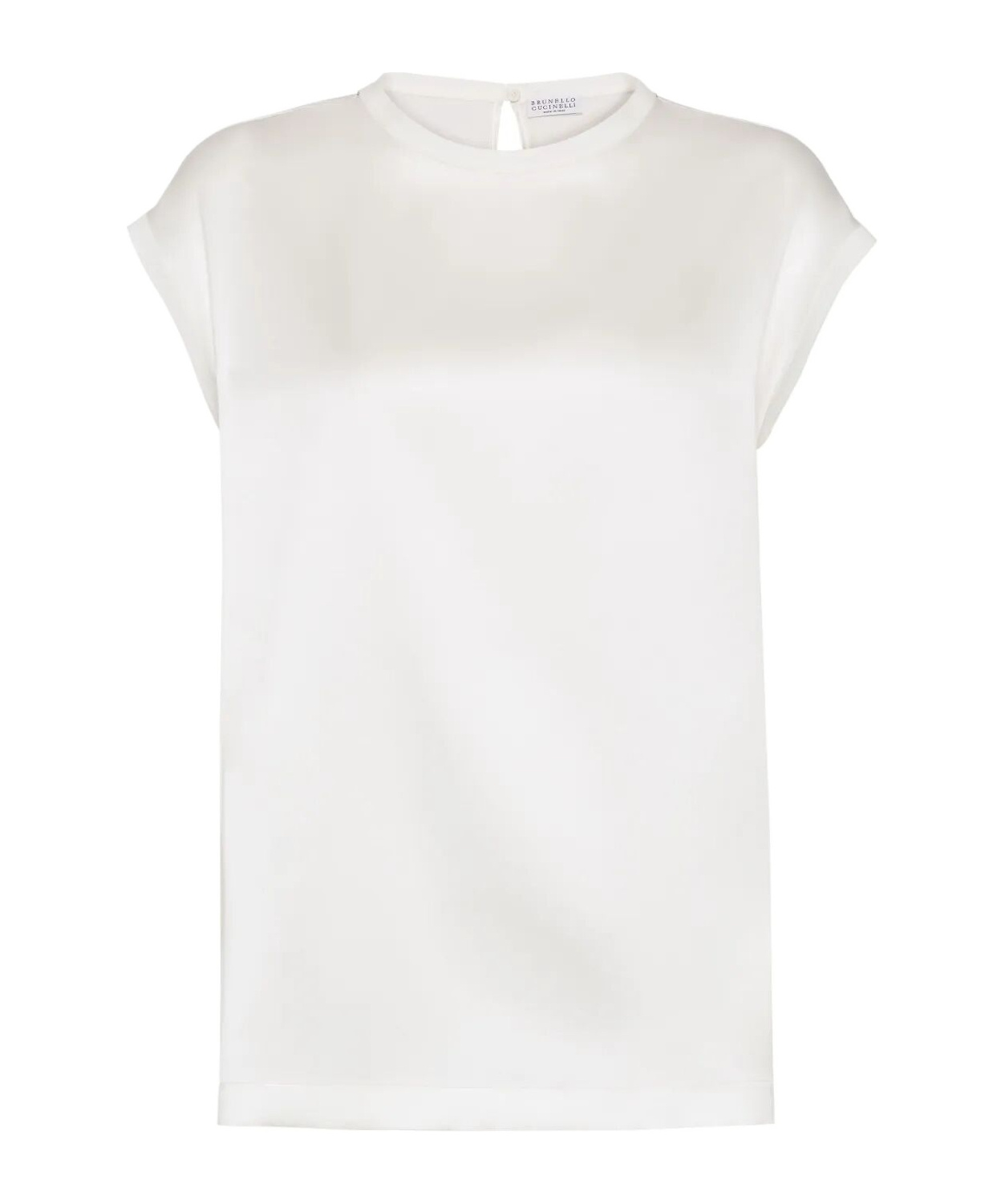 Brunello Cucinelli Silk Satin Top In White