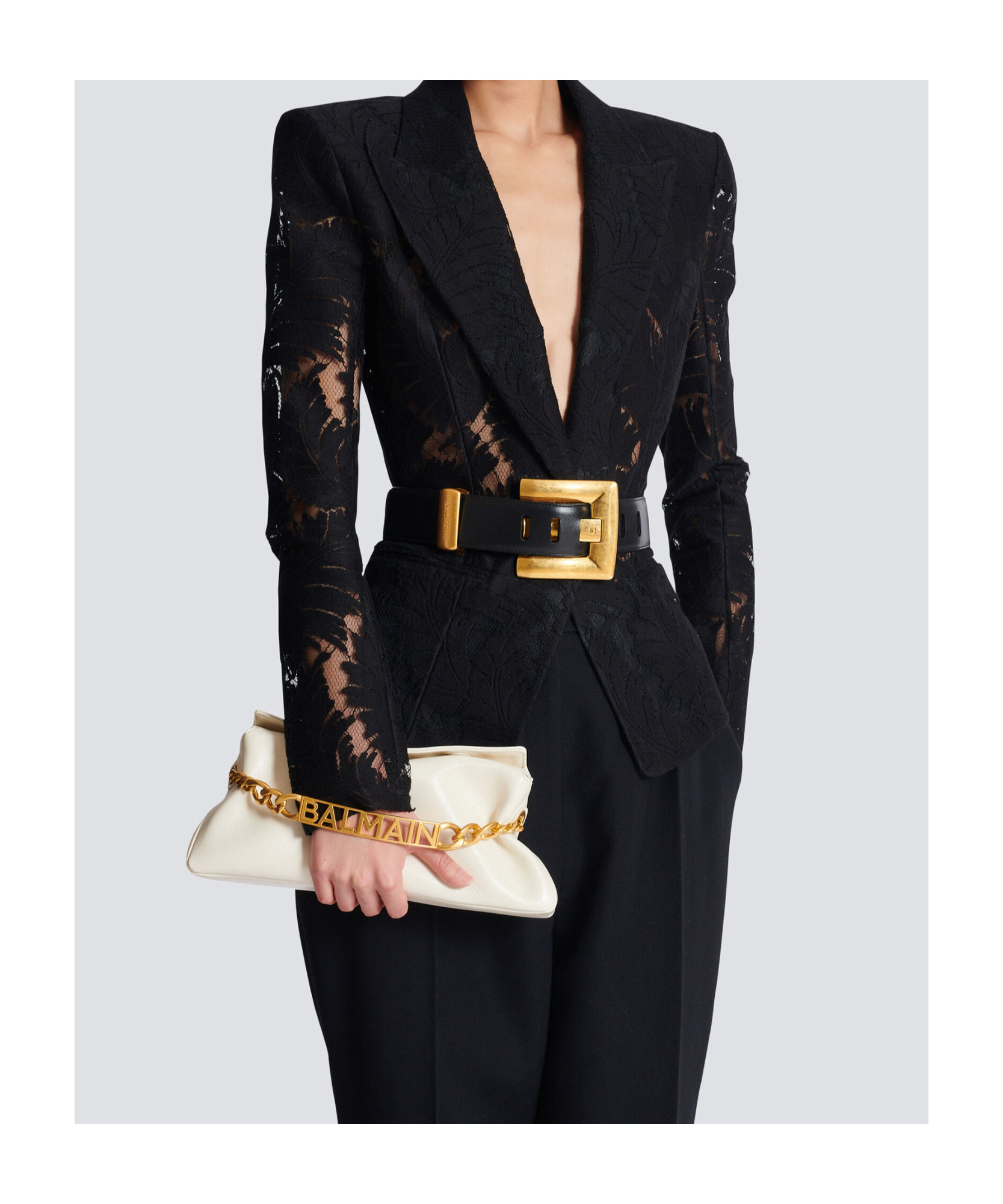Balmain 1945 Soft Crinkled Leather Clutch In Brown