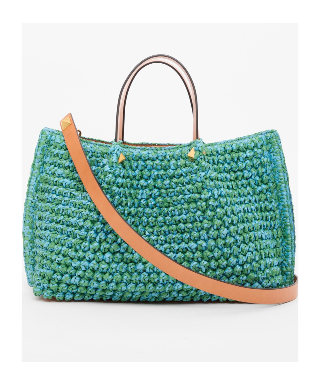 Shop Valentino Medium Shopping Bag In Synthetic Raffia Crochet In Green